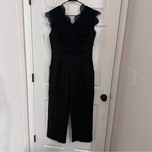 SHEIN Black Ruffle V-Neck Jumpsuit